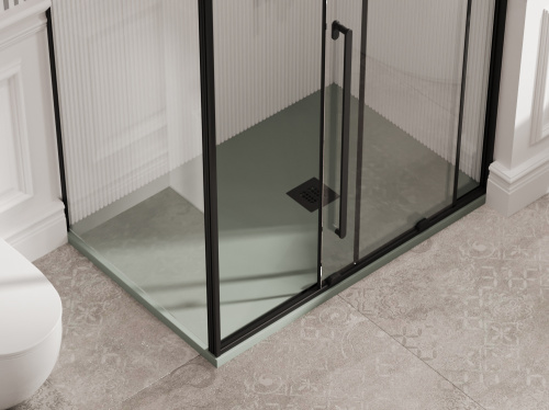 Душевой уголок Allen Brau Fantasy 3.11006.31 + 3.11013.31 120х90 стекло прозрачное профиль черный без поддона - фото 5